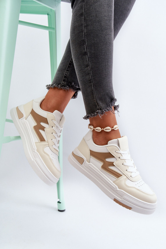 Sneakers modeļa apavi Sievišķīgs ar platformu no eko ādas smilšu krāsas Lynnette