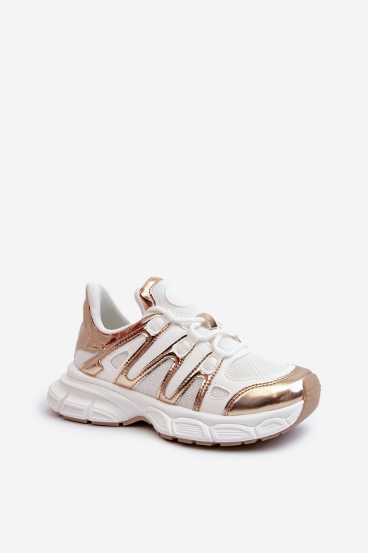Sneakers modeļa apavi Sievišķīgs Baltas-Zelta krāsas Ahmani