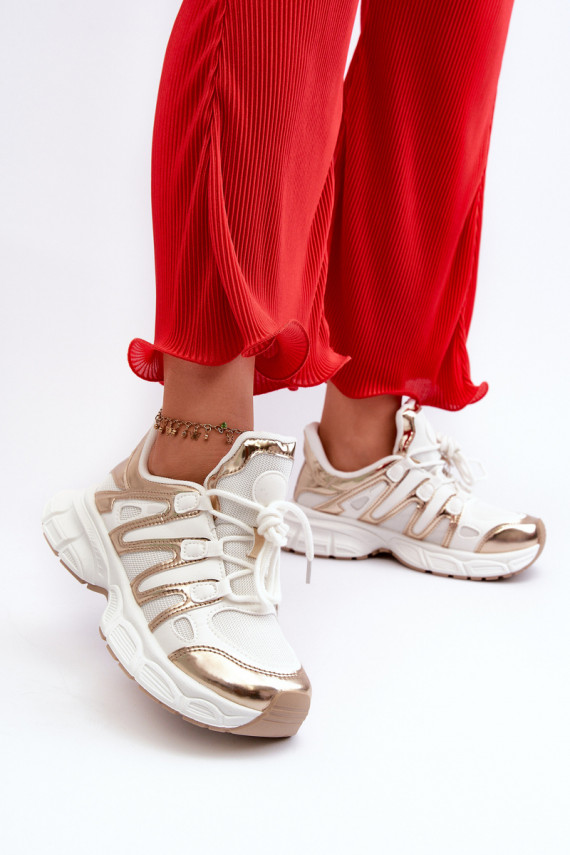 Sneakers modeļa apavi Sievišķīgs Baltas-Zelta krāsas Ahmani
