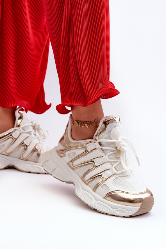 Sneakers modeļa apavi Sievišķīgs Baltas-Zelta krāsas Ahmani