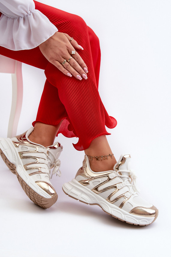 Sneakers modeļa apavi Sievišķīgs Baltas-Zelta krāsas Ahmani