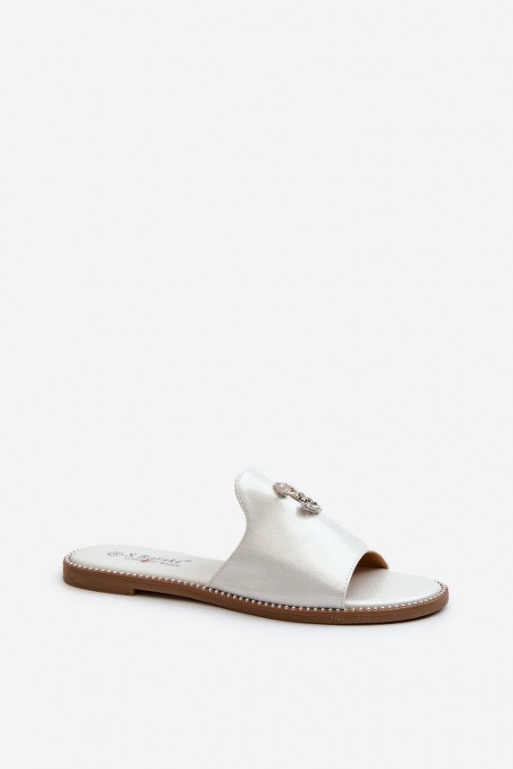 Eleganta stila sieviešu čības spīdīgs ar ornamentiem S.Barski KV27-050 Sudraba krāsas