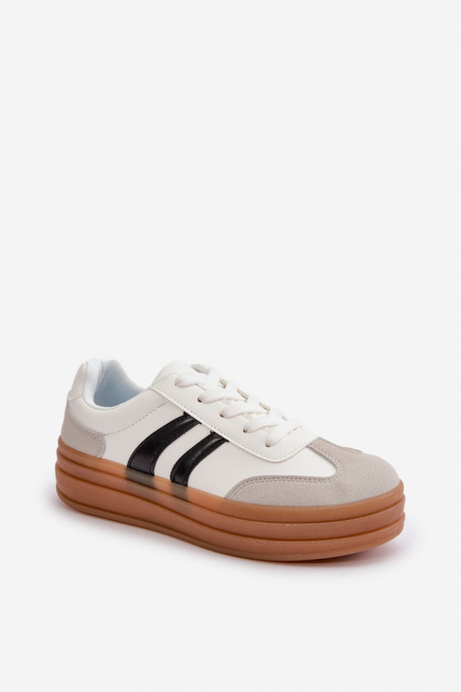 Sneakers modeļa apavi Sievišķīgs ar platformu Baltas-Pelēkas krāsas Nesonice