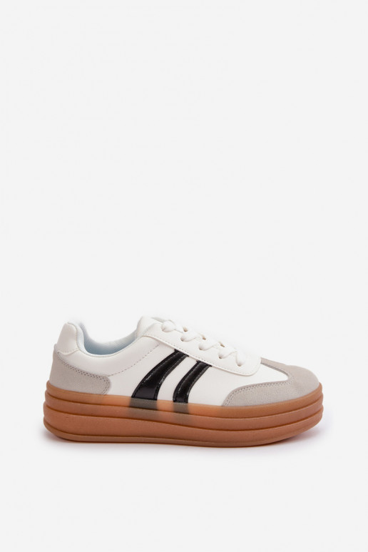 Sneakers modeļa apavi Sievišķīgs ar platformu Baltas-Pelēkas krāsas Nesonice