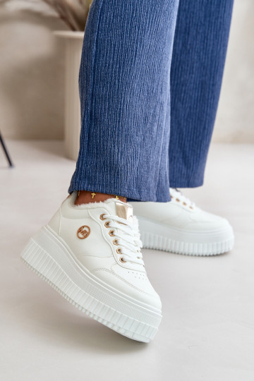 Sneakers modeļa apavi sporta apavi Sievišķīgs siltināti ar modernām masīvām zolēm baltas krāsas Ardiela 2