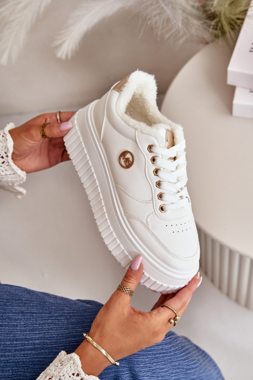 Sneakers modeļa apavi sporta apavi Sievišķīgs siltināti ar modernām masīvām zolēm baltas krāsas Ardiela