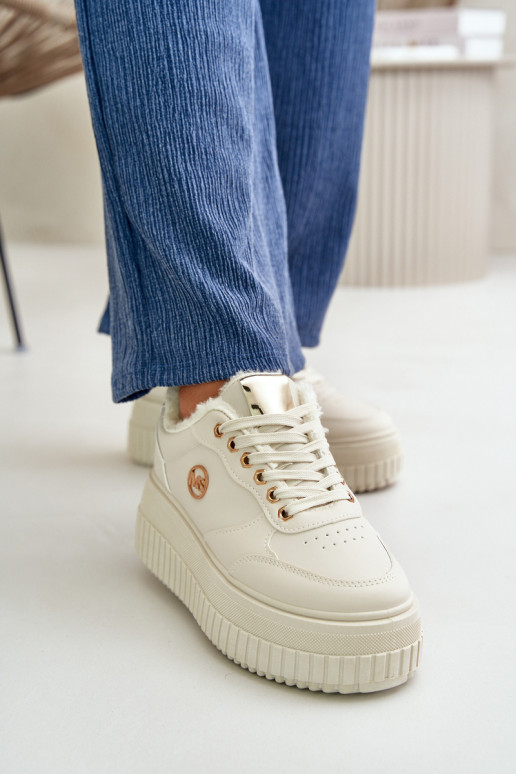 Sneakers modeļa apavi sporta apavi Sievišķīgs siltināti ar modernām masīvām zolēm smilšu krāsas Ardiela