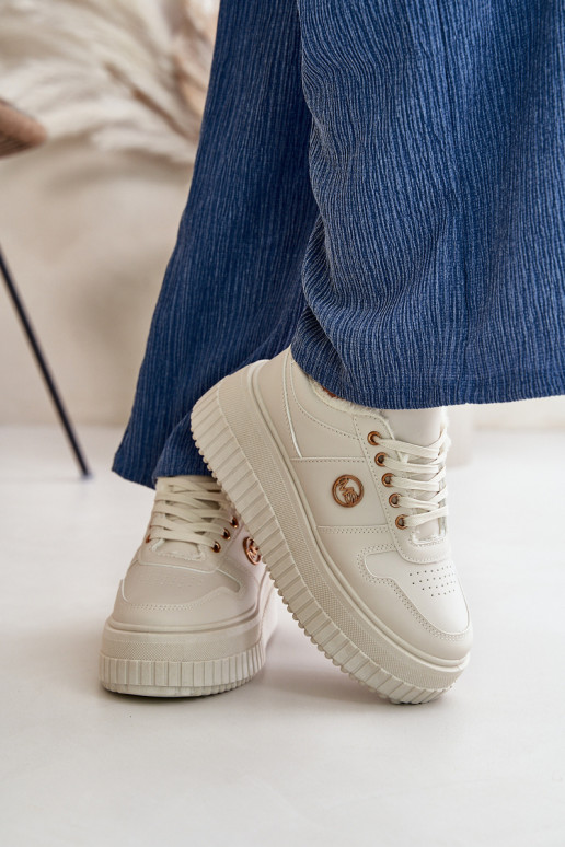 Sneakers modeļa apavi sporta apavi Sievišķīgs siltināti ar modernām masīvām zolēm smilšu krāsas Verissha
