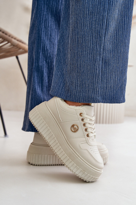 Sneakers modeļa apavi sporta apavi Sievišķīgs siltināti ar modernām masīvām zolēm smilšu krāsas Verissha