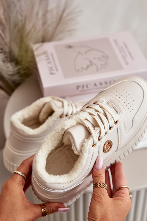 Sneakers modeļa apavi sporta apavi Sievišķīgs siltināti ar modernām masīvām zolēm smilšu krāsas Verissha