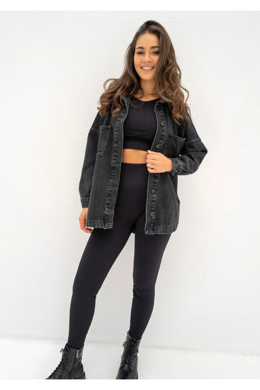 Sobe - melns plats džinsa krekls