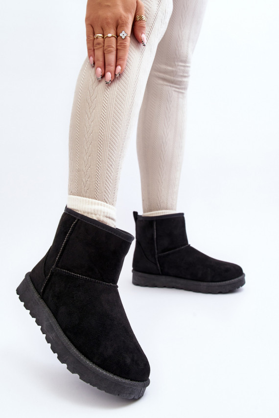 sniega apavi Sievišķīgs no eko zamšādasowe melnas krāsas Enranta