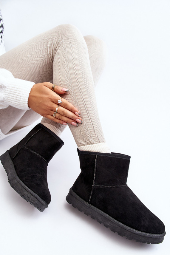 sniega apavi Sievišķīgs no eko zamšādasowe melnas krāsas Enranta