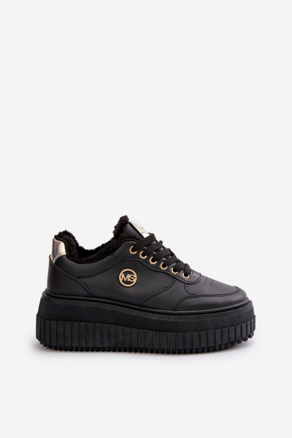 Sneakers modeļa apavi sporta apavi Sievišķīgs siltināti ar modernām masīvām zolēm melnas krāsas Ardiela