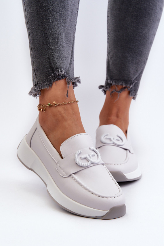 Āda Sieviešu mokasīni ar apzeltītu zoli Pelēkas krāsas S.Barski LR490