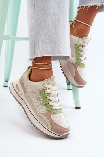 Sneakers modeļa apavi Sievišķīgs Big Star NN274A091 smilšu krāsas-Zaļas krāsas 2