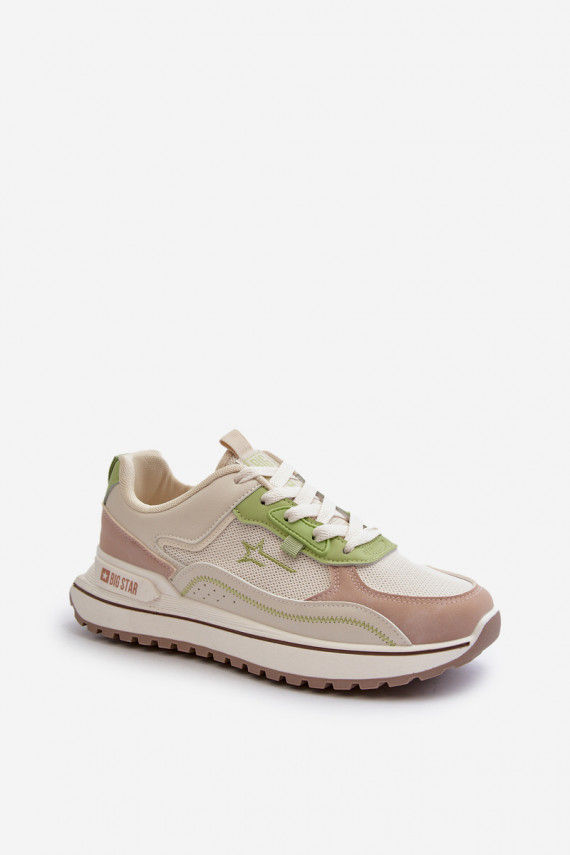 Sneakers modeļa apavi Sievišķīgs Big Star NN274A091 smilšu krāsas-Zaļas krāsas