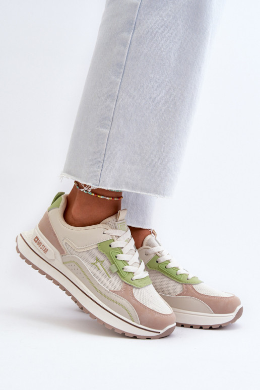 Sneakers modeļa apavi Sievišķīgs Big Star NN274A091 smilšu krāsas-Zaļas krāsas