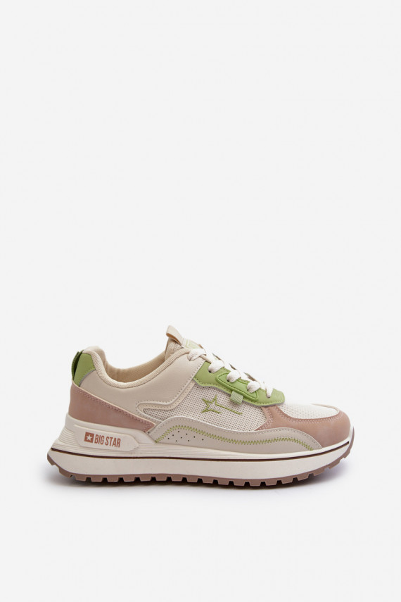Sneakers modeļa apavi Sievišķīgs Big Star NN274A091 smilšu krāsas-Zaļas krāsas