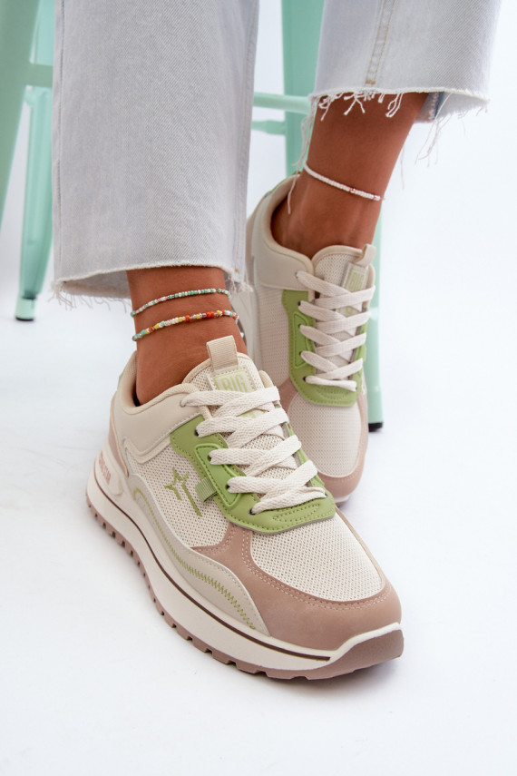 Sneakers modeļa apavi Sievišķīgs Big Star NN274A091 smilšu krāsas-Zaļas krāsas