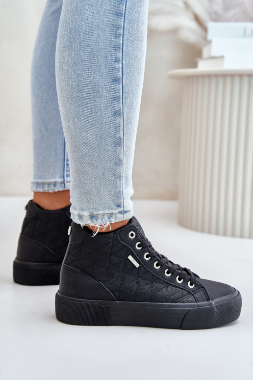 siltināti sieviešu puszābaki Z Przeszyciami Big Star OO274A480 melnas krāsas