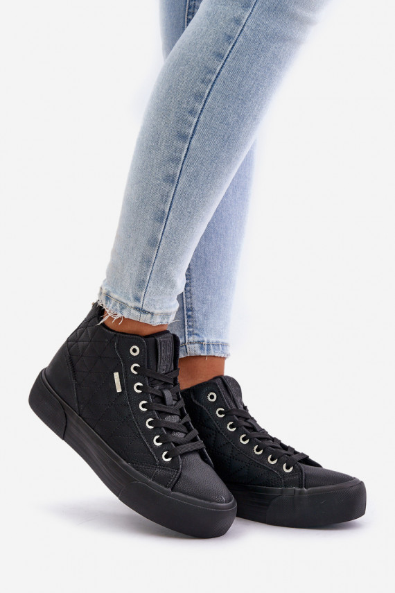 siltināti sieviešu puszābaki Z Przeszyciami Big Star OO274A480 melnas krāsas