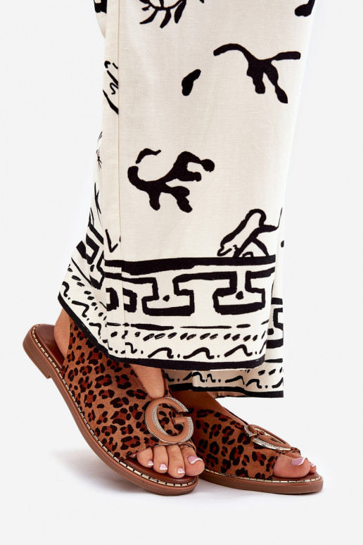 līdzenas zoles basenes ar ornamentiem ar leoparda kažokādas rakstu brūnas krāsas Haliones