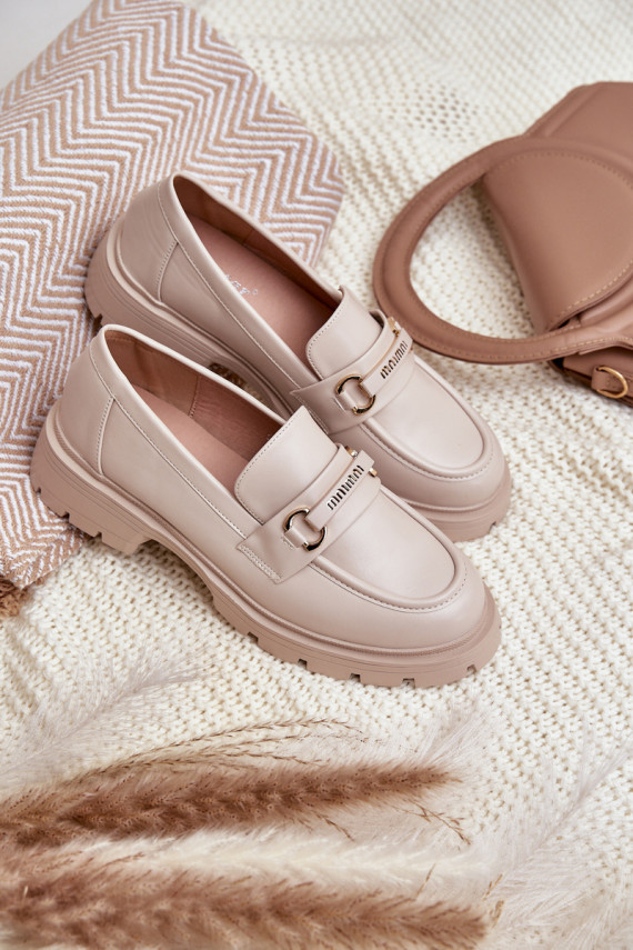 Klasiska modeļa sieviešu mokasīni no eko ādas smilšu krāsas Savethira