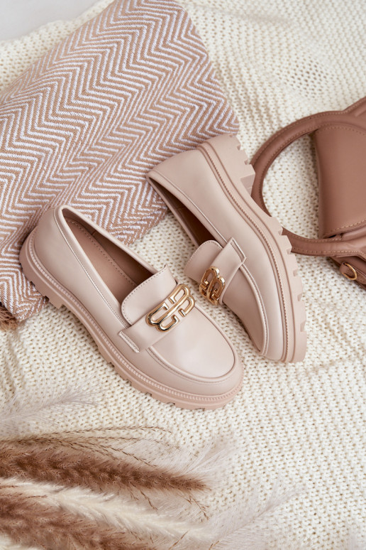 Klasiska modeļa sieviešu mokasīni no eko ādas smilšu krāsas Savethira