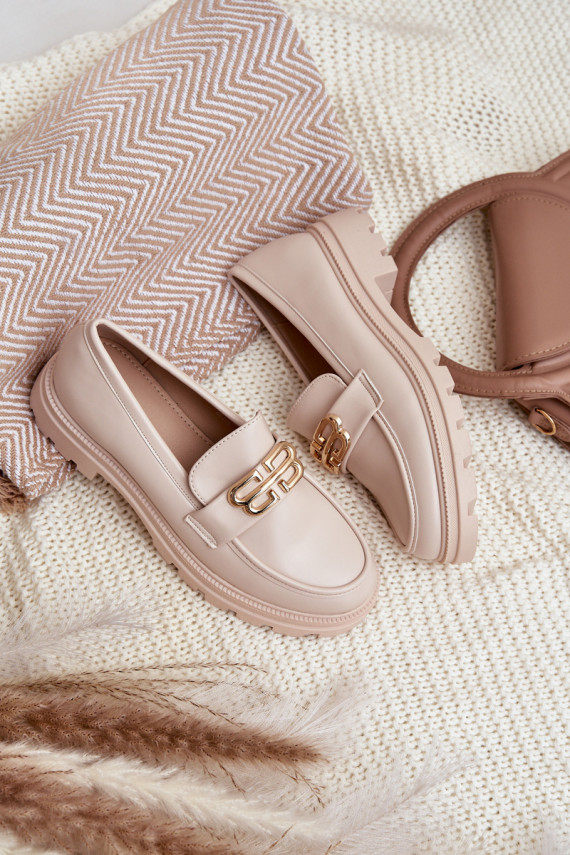 Klasiska modeļa sieviešu mokasīni no eko ādas smilšu krāsas Savethira