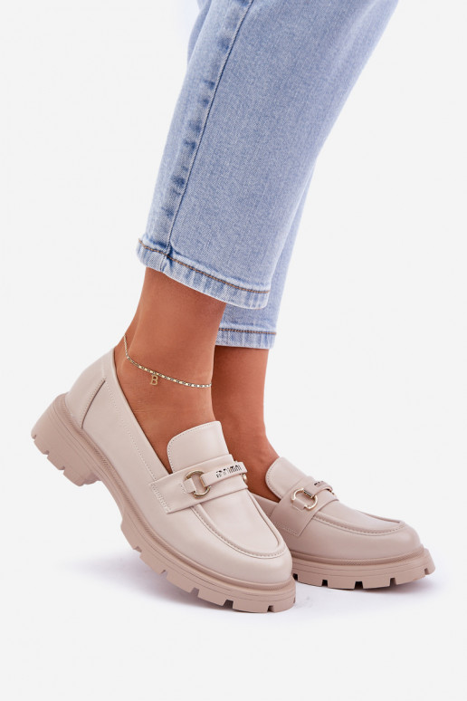 Klasiska modeļa sieviešu mokasīni no eko ādas smilšu krāsas Savethira