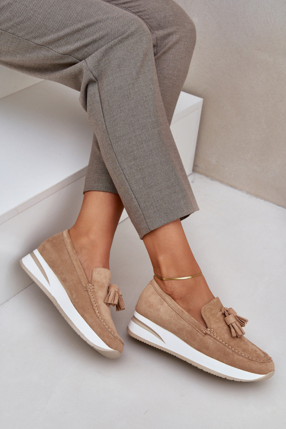 MokasīniieslēgtsSmalksm Koturnie no eko zamšādasowe smilšu krāsas Challavia