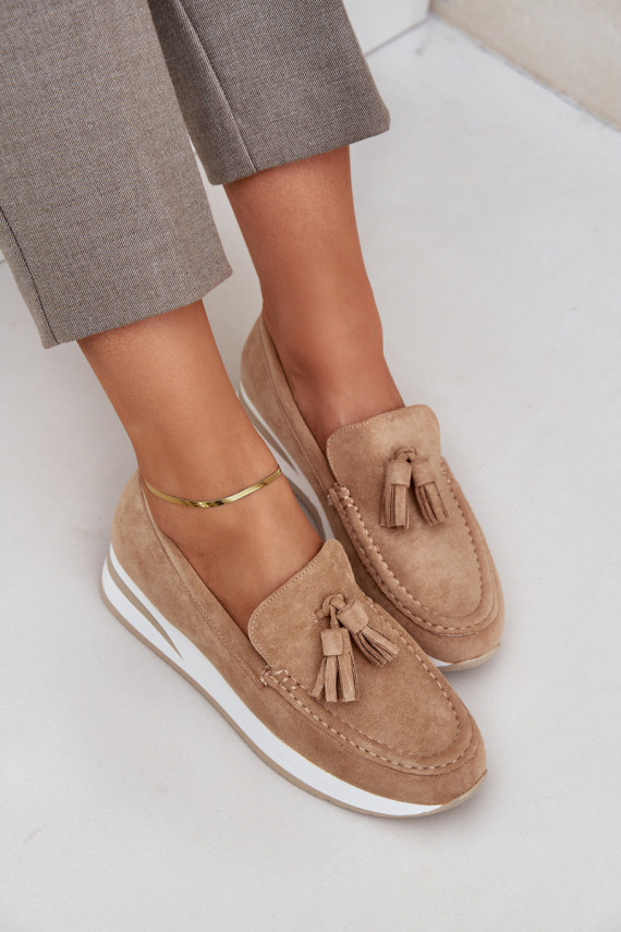 MokasīniieslēgtsSmalksm Koturnie no eko zamšādasowe smilšu krāsas Challavia