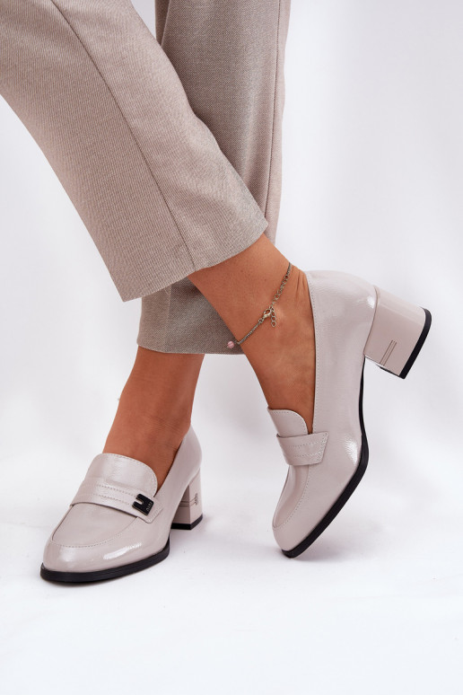 Laque Āda apavi Sievišķīgs ar papēdi Vinceza 18105 Pelēkas krāsas