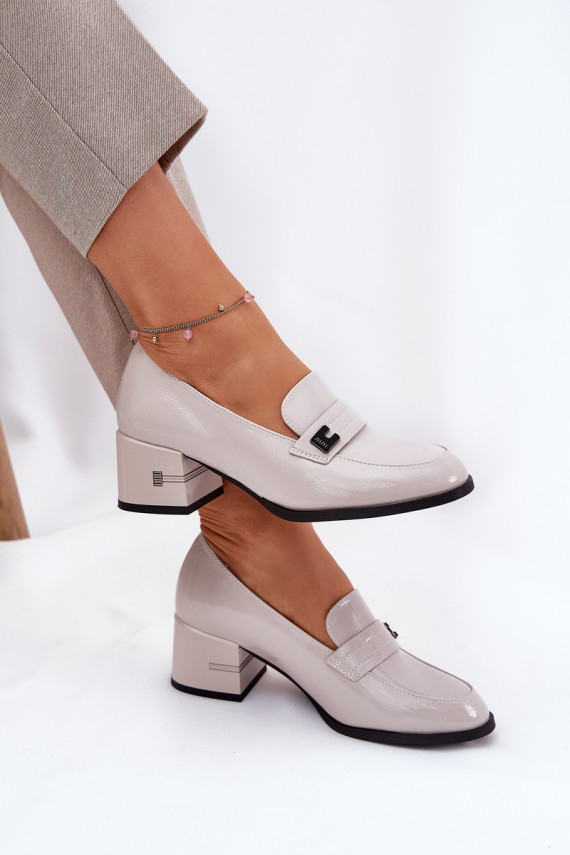 Laque Āda apavi Sievišķīgs ar papēdi Vinceza 18105 Pelēkas krāsas