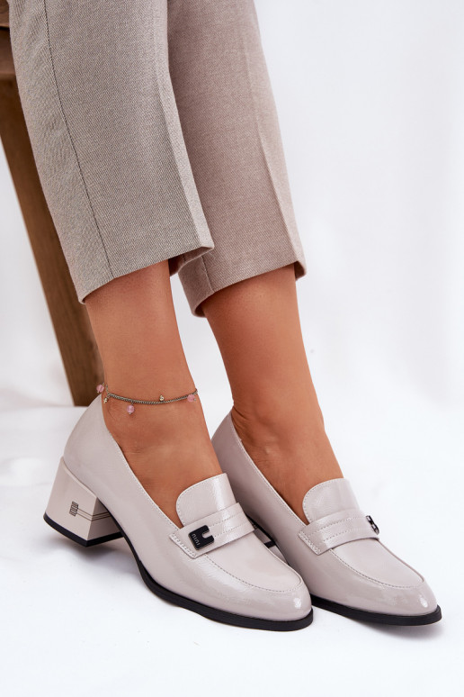 Laque Āda apavi Sievišķīgs ar papēdi Vinceza 18105 Pelēkas krāsas