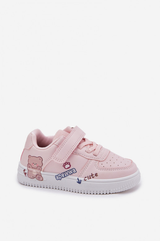 Sneakers modeļa apavi Bērnu apavi ar lipīgām aizdarēm Ar Lāci Rozā krāsas Callexia