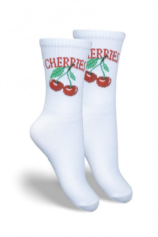 Bērnu zeķes Jaunatne CHERRIES baltas krāsas
