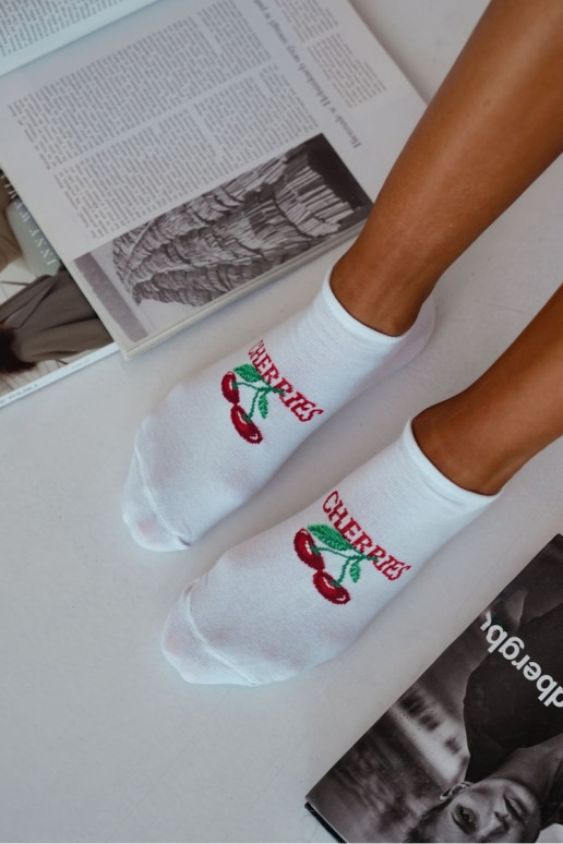 Zeķes Sievišķīgs CHERRIES baltas krāsas