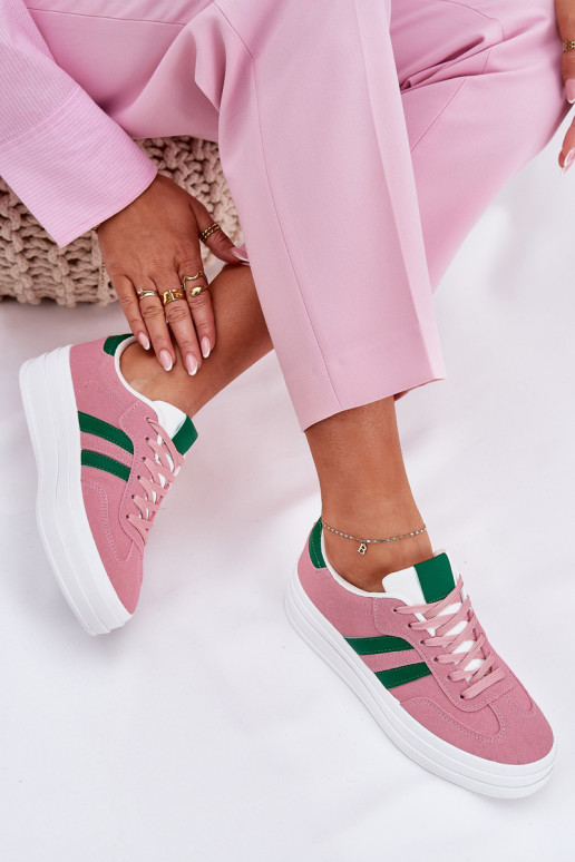 Stilīgs Sneakers modeļa apavi Sievišķīgs ar platformu Rozā krāsas Silavia
