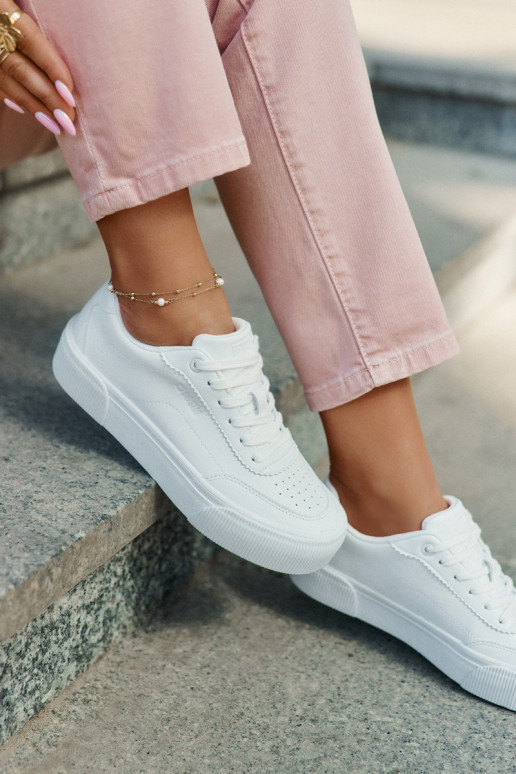 Zems Sneakers modeļa apavi no eko ādas Big Star RR274303 baltas krāsas
