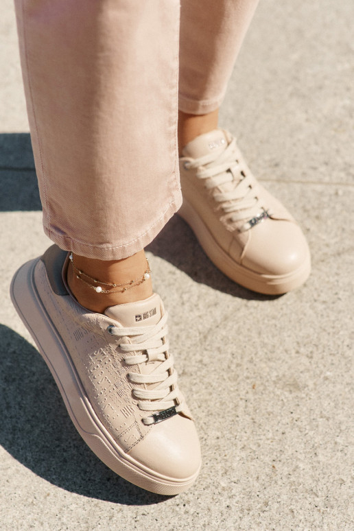 Sneakers modeļa apavi Sievišķīgs no eko ādas Big Star RR274259 smilšu krāsas