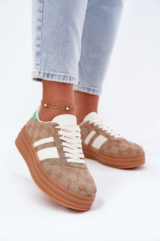 Zems Sneakers modeļa apavi ar platformu Haki krāsas Ovivene