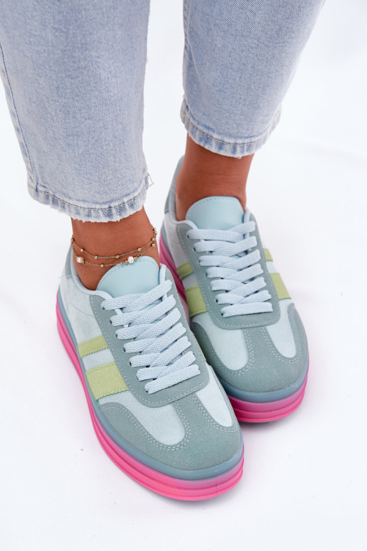 Zems Sneakers modeļa apavi ar platformu Zilas krāsas Ovivene