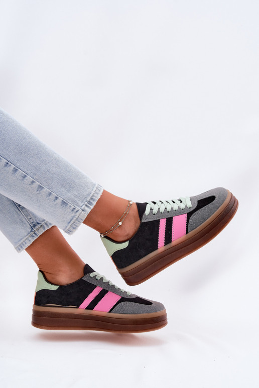 Zems Sneakers modeļa apavi ar platformu melnas krāsas Ovivene