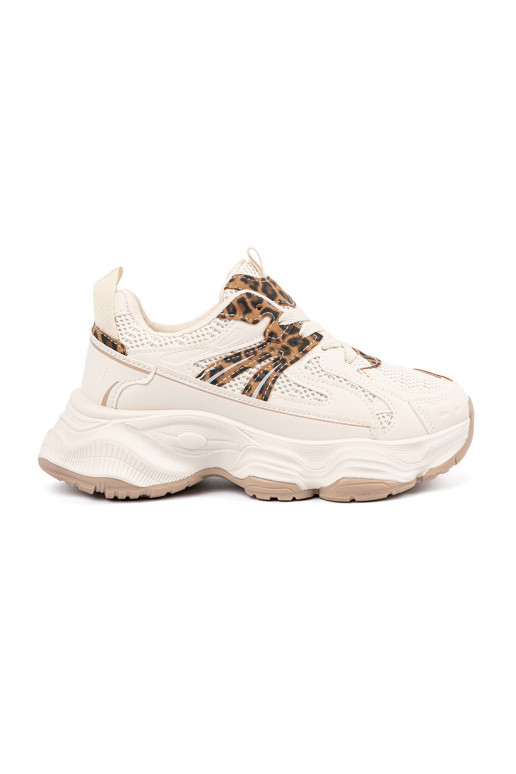 Sneakers modeļa apavi ar masīvu papēdi leoparda apdrukāšanaa