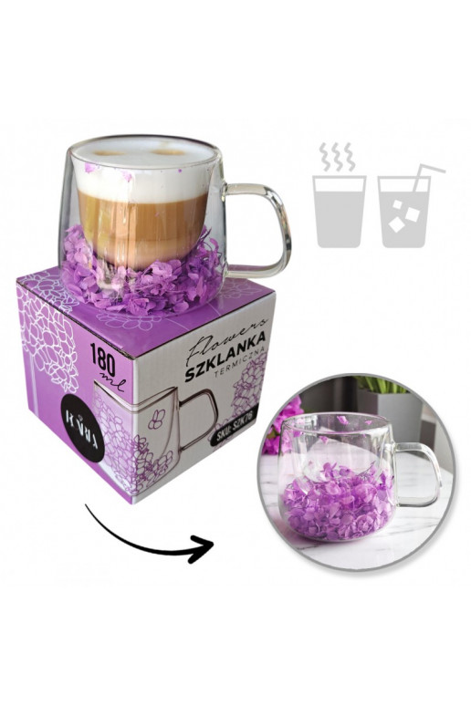 Szklanka termiczna ar hortensją w środku  180 ml 1gab. SZK76