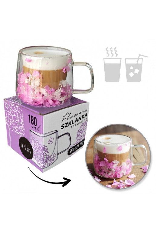 Szklanka termiczna ar hortensją w środku  180 ml 1gab. SZK172