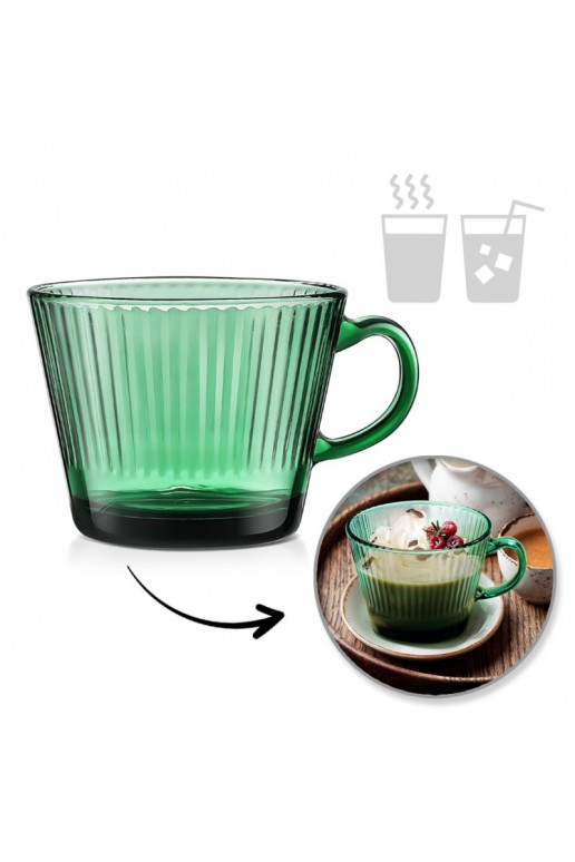 Filiżanka szklanka ryflowana duża zaļa krāsa 380 ml 1gab. SZK178