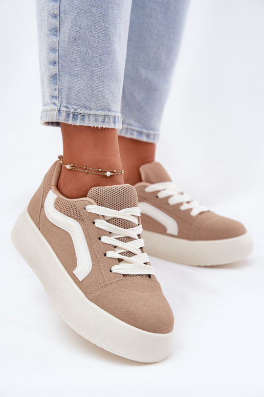 Sneakers modeļa apavi Sievišķīgs ar platformu Haki krāsas Tellnira